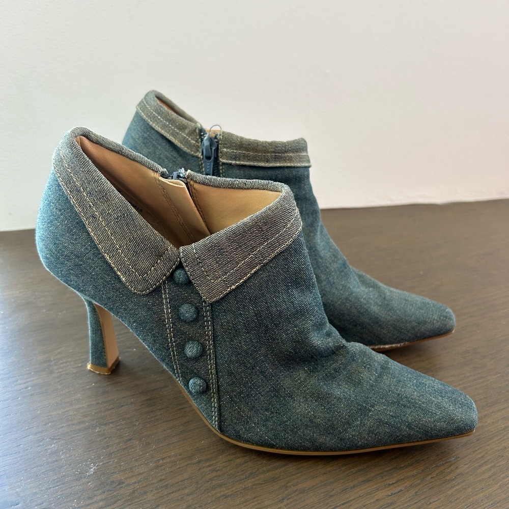 Vintage Denim High Heel Ankle Boots size 8